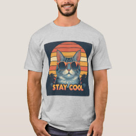 Camiseta Tee de gato "Stay Guay" retro con problemas - esti