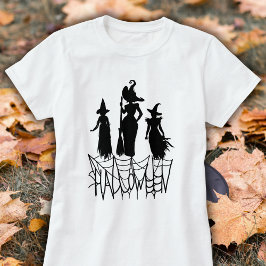 Camiseta Tee de Halloween de tres brujas y arañas