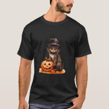 Tee de Halloween para gato y calabaza negros - Esc