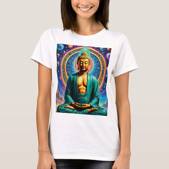 Camiseta Tee de iluminación cósmica de Buda galáctico (Anverso)
