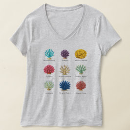 Camiseta Tee de Ilustracion botánico vintage de coral ID de