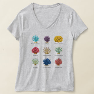 Camiseta Tee de Ilustracion botánico vintage de coral ID de