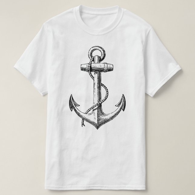 Camiseta Tee de imagen de estilo de tatuaje de anclaje (Diseño del anverso)