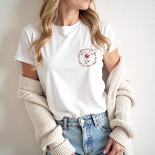 Camiseta Tee de Invitación acuarela rosa floral de mamá a s