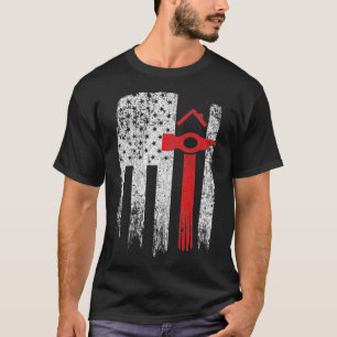 Camiseta Tee de la bandera estadounidense del techo rojo bl