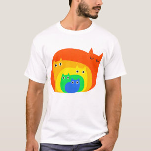 Camiseta Tee de la familia del gato arco iris
