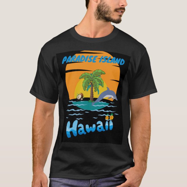 Camiseta Tee de la isla del paraíso de los delfines (Anverso)