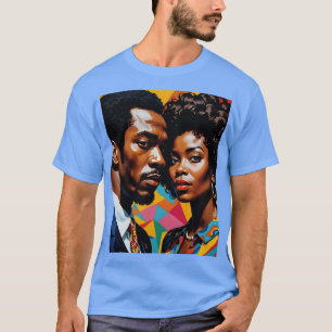 Camiseta Tee de la pareja de poder afrocéntrico audaz