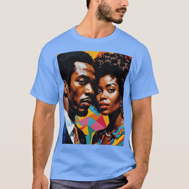 Camiseta Tee de la pareja de poder afrocéntrico audaz (Anverso)
