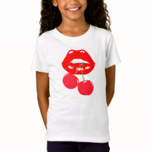 Tee de labios rojos negrita y juguetón para Chicas