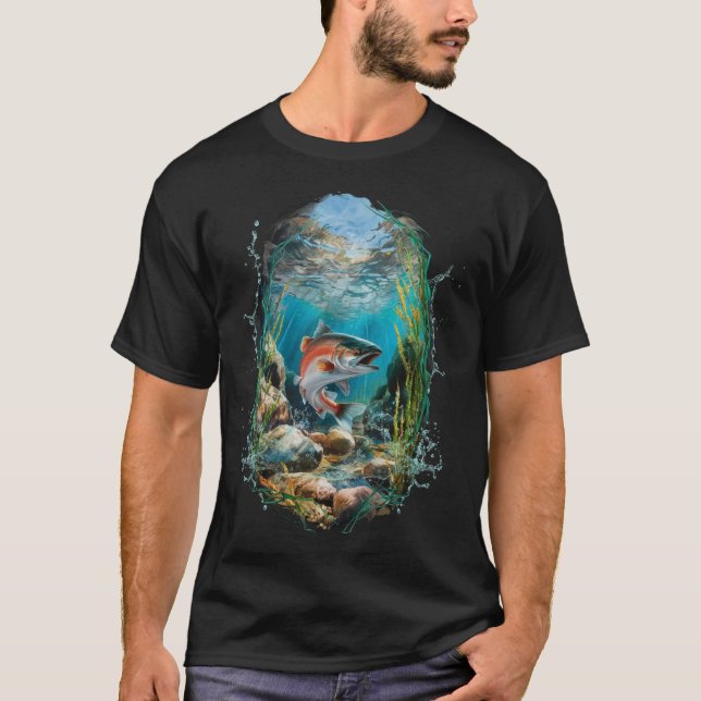 Camiseta Tee de los amantes de la pesca del salmón (Anverso)