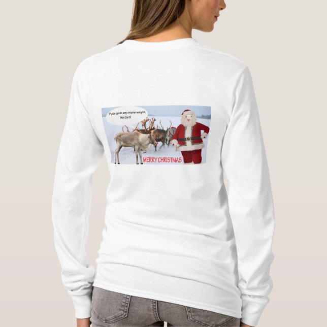 Camiseta tee de manga larga de las mujeres Cerdo de santa n (Reverso)