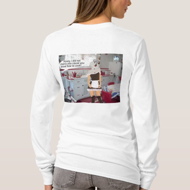 Camiseta tee de manga larga para mujeres, alpaca, feliz ani (Reverso)
