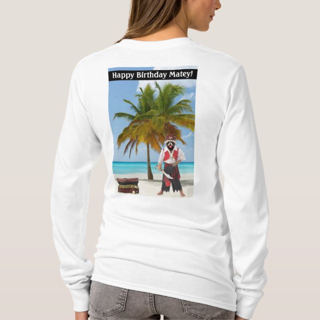 Camiseta tee de manga larga para mujeres. ¡Feliz cumpleaños (Reverso)