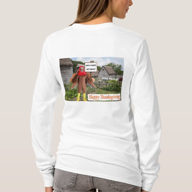 Camiseta tee de manga larga para mujeres. Feliz Día de Acci (Reverso)