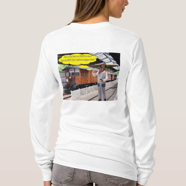 Camiseta tee de manga larga para mujeres. Feliz Día del Pad (Reverso)