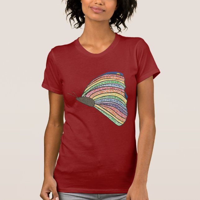 Camiseta Tee de mariposa con mosca arco iris de CherylsArt (Anverso)