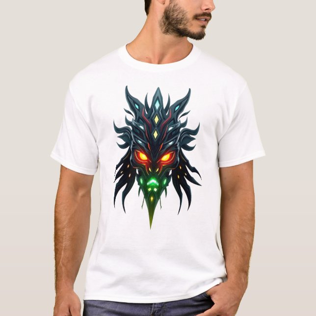 Camiseta Tee de máscara tribal Alien Energy Core (Anverso)