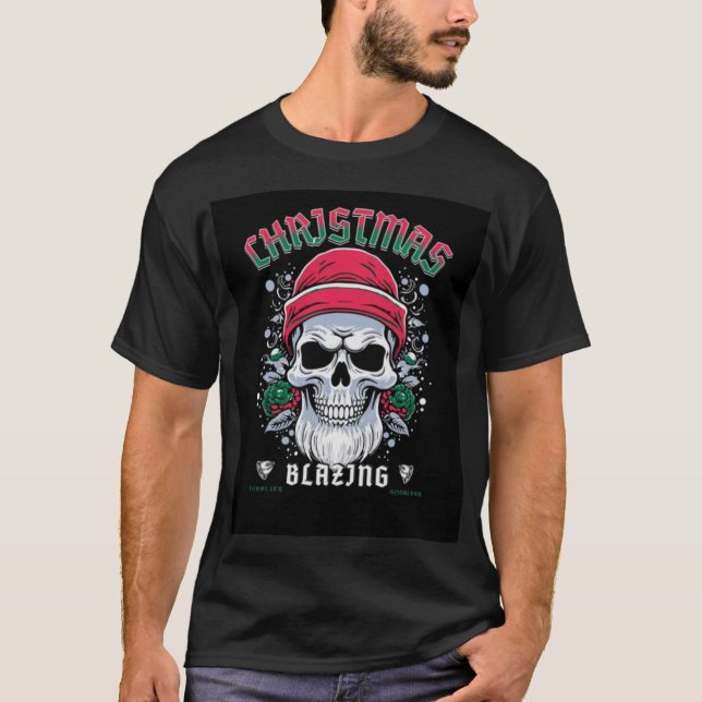 Camiseta Tee de Navidades Edgy Skull - Estilo Blazing (Anverso)
