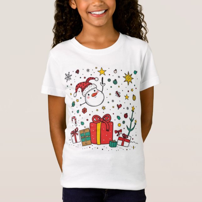 Camiseta tee de Navidades lindos personalizados para niños (Anverso)