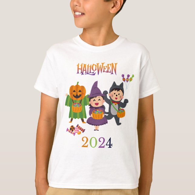 Camiseta Tee de niños fantasmales para divertirse en Hallow (Anverso)