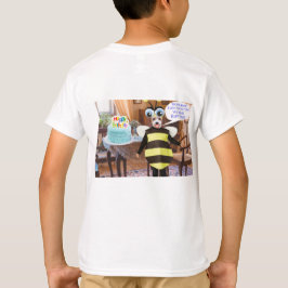 Camiseta tee de niños. Feliz cumpleaños, abeja de perro