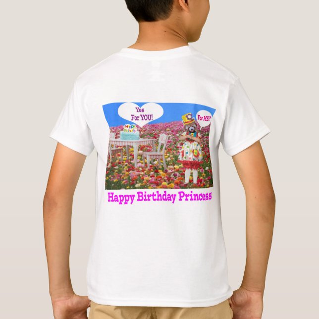 Camiseta tee de niños. Feliz cumpleaños, princesa. (Reverso)