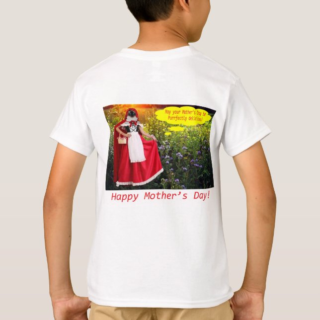 Camiseta tee de niños. Feliz día de la madre ragdollcat/lit (Reverso)