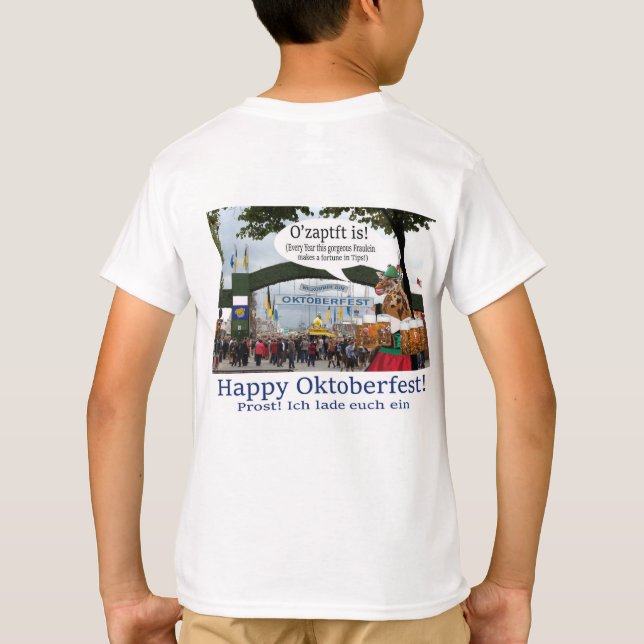 Camiseta tee de niños. Feliz festival Oktoberfest. chica de (Reverso)