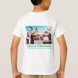 Camiseta tee de niños. Feliz Navidad. gatos, sr. claus