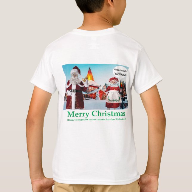 Camiseta tee de niños. Feliz Navidad. gatos, sr. claus (Reverso)