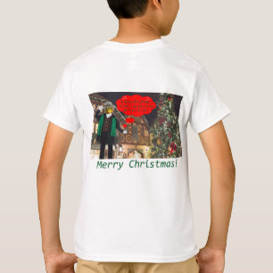Camiseta tee de niños. Feliz Navidad, rana toro/villancico