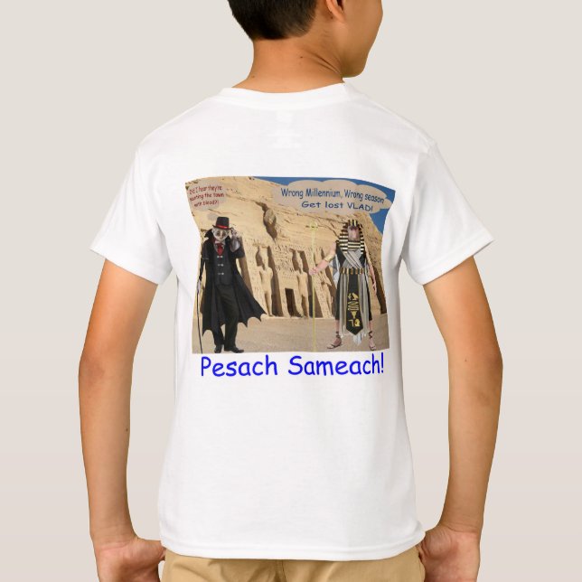 Camiseta tee de niños. Feliz Pascua. (Reverso)