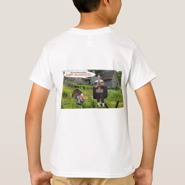Camiseta tee de niños, pavo de acción de gracias feliz (Reverso)