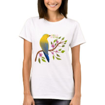 Tee de pájaro de primavera lindo saludo para ella
