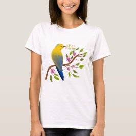 Camiseta Tee de pájaro de primavera lindo saludo para ella