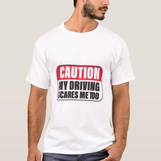 Camiseta Tee de precaución para los conductores locos - Hon (Anverso)