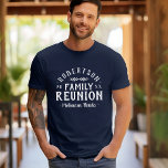 Camiseta Tee de Reunión Familiar Personalizada Rustica Mode<br><div class="desc">Crear una camiseta de personalizado keepsake Family Reunion para bebés, niños y adultos. Personalízalo con el nombre de su familia, el año, la ubicación o cualquier otro texto personalizado. Haga clic en el botón Personalizar para cambiar fuentes y colores, agregue su propio texto y fotos. Seleccione entre todos nuestros estilos...</div>