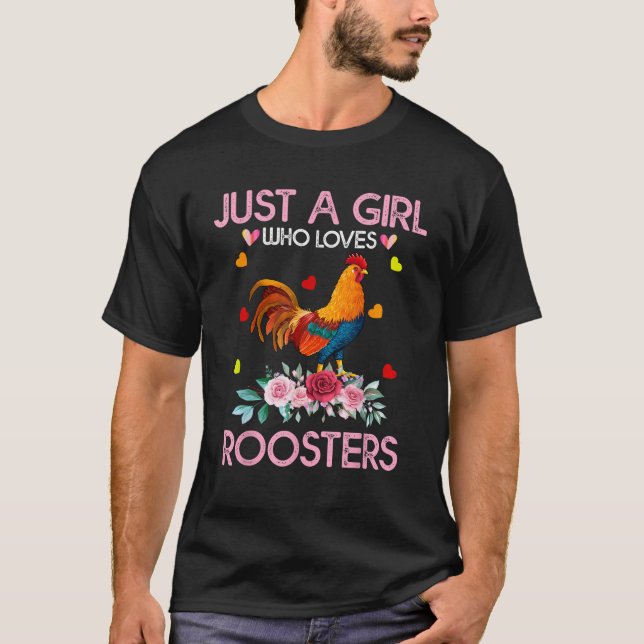 Camiseta Tee De Rooster Para Mujeres Niños Sólo Una Chica A (Anverso)