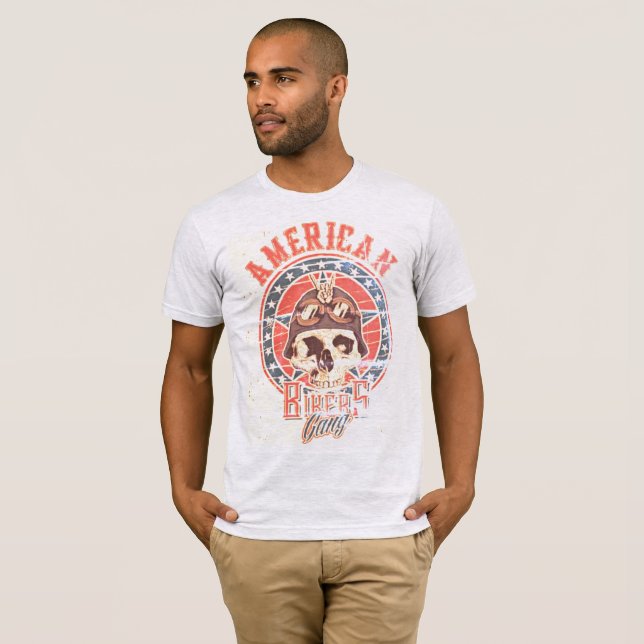 Camiseta Tee de Skull Retro de la Banda Anfitriona American (Anverso completo)
