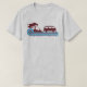 Camiseta Tee de surf retro 'longboarder' en Maroon y Aqua (Diseño del anverso)