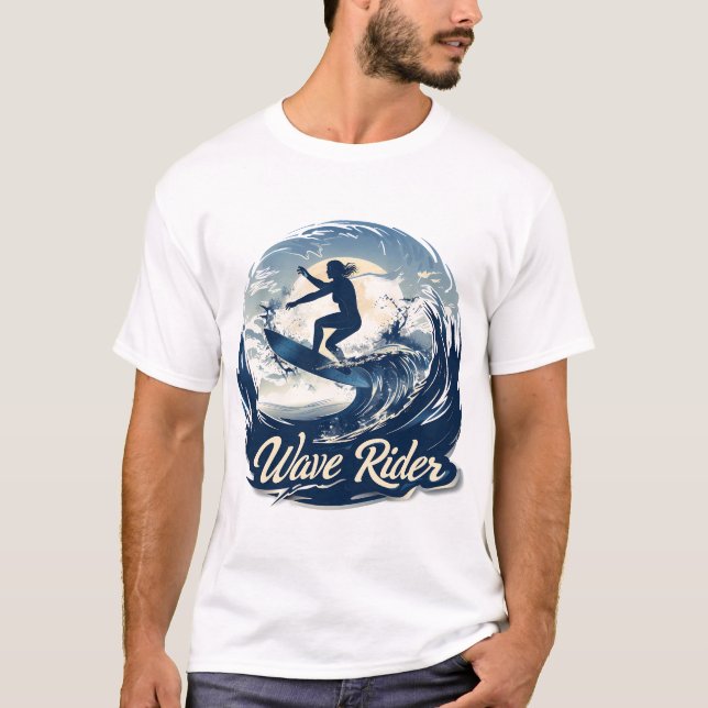 Camiseta Tee de surfista de olas: Subir a la marea con esti (Anverso)