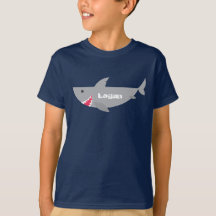 Tee de tiburón gris sonriente