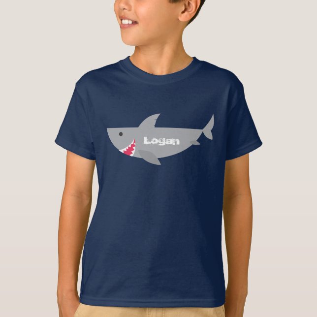Camiseta Tee de tiburón gris sonriente (Anverso)
