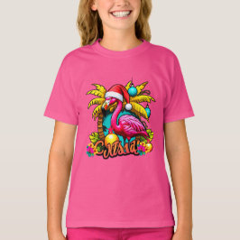 Camiseta Tee de vacaciones de Santa Flamingo para Navidades