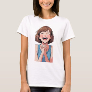 Camiseta Tee de vectores estéticos de Anime Feliz