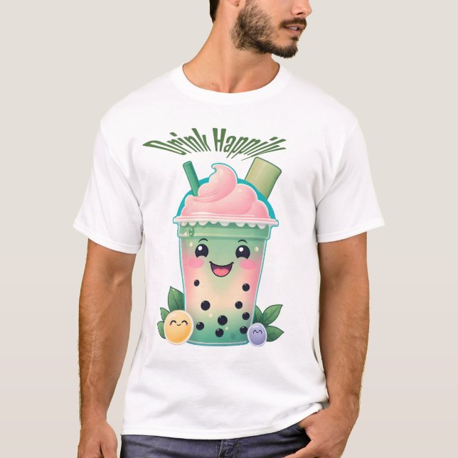 Camiseta Tee de yoga Boba Adorable - Peas interiores y Boba (Anverso)