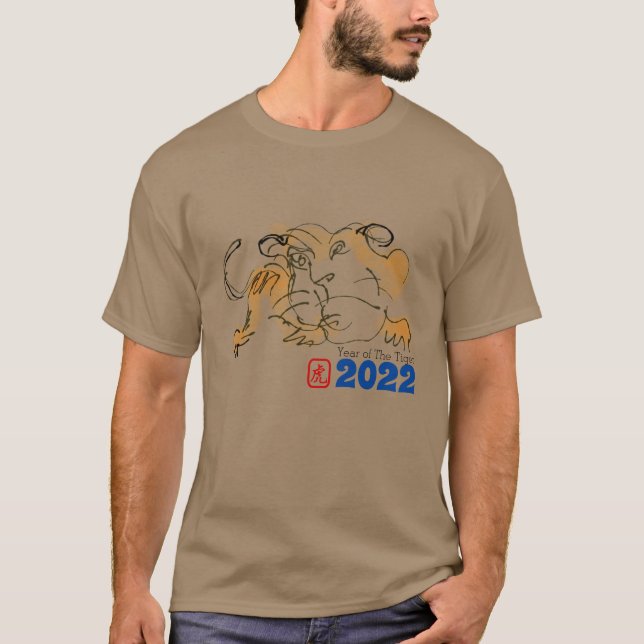 Camiseta Tee del año nuevo chino 2022 del tigre de dibujo o (Anverso)