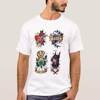Camiseta Tee del compañero leal estilo del tatuaje del perr