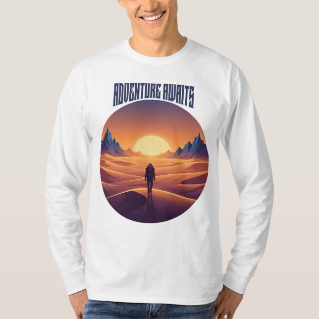 Camiseta Tee del Desierto de la Aventura — Persiguiendo Dun (Anverso)
